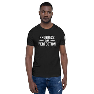 Progress Over Perfection White Font Short-sleeve unisex t-shirt