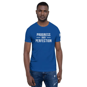 Progress Over Perfection White Font Short-sleeve unisex t-shirt